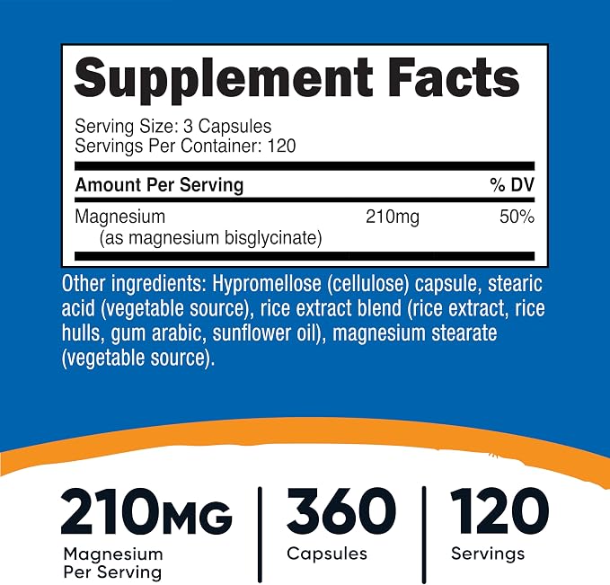 Nutricost Magnesium Glycinate Capsules (210mg) 360 Capsules