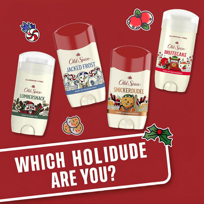 Old Spice Aluminum Free Deodorant for Men, Holidudes Limited Edition, 24/7 Holiday Freshness, Odor Protection, Stocking Stuffer, BruteCake with Iced Cranberry Scent, 3.0 oz