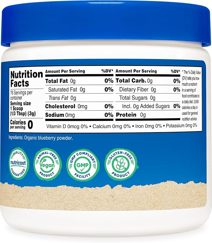 Nutricost Organic Blueberry Powder 8oz (227 Grams) Pure, Gluten-Free