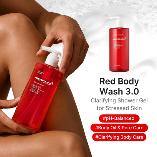 medicube Clear Body Essentials Duo: Red Body Wash and HOCI Body Peel Shot
