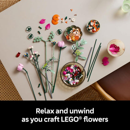 LEGO Botanicals Pretty Pink Flower Bouquet Building Set for Adults - Gifts for Birthdays - Artificial Flowers for Decor or Table Display - 10342