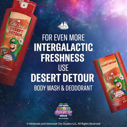 Old Spice Aluminum Free Deodorant for Men, Old Spice x The Super Mario Galaxy Movie, 24/7 Lasting Freshness, Lasting Odor Protection, Smell Super with Desert Detour, Vanilla Sands Scent, 3.0 oz