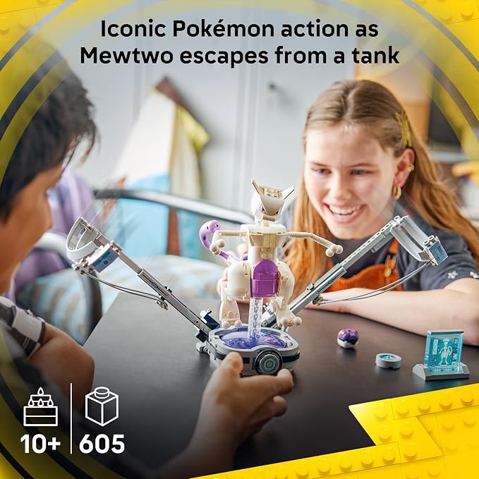 LEGO Pokémon SMART Play: Mewtwo's Lab Break 72163 | Compatible Set, Building Toys, Boys & Girls, Ages 10+, Interactive Pokémon Toys, 1 SMART Tag, 605 pieces, Gift Idea