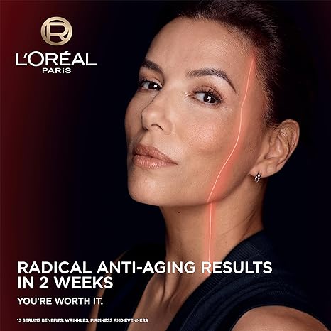 L'Oreal Paris Revitalift Triple Power Face Serum with Tri-Peptides, Hyaluronic Acid and Vitamin C, Anti Aging, Anti Wrinkle Serum to Firm and Brighten, 1 FL oz, + Sample