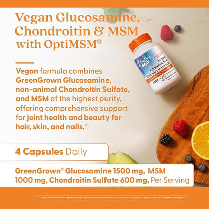 Doctor's BEST Vegan Glucosamine Chondroitin MSM, Non GMO, 120 Veg Capsules