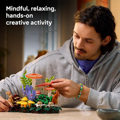 LEGO Botanicals Woodland Mushrooms - Building Set for Adults, Ages 18+ - Mushroom Decor for Home Office or Desk - Gifts for Women & Men - Craft Activity - 11505