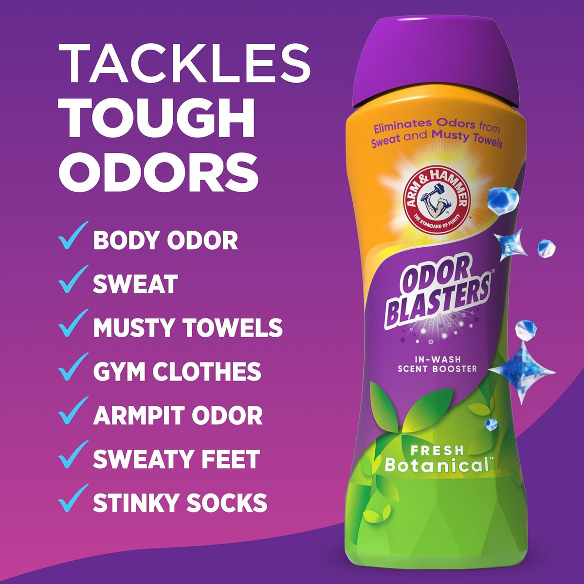 ARM & HAMMER Odor Blasters In-Wash Scent Booster, Fresh Botanical, 24 Ounce (Pack of 6)