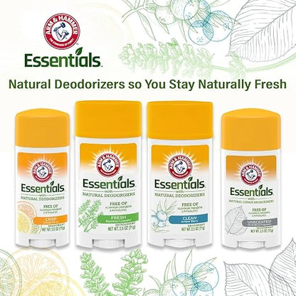ARM & HAMMER Essentials Deodorant, Juniper Berry, Made with Natural Deodorizers, 2.5 oz