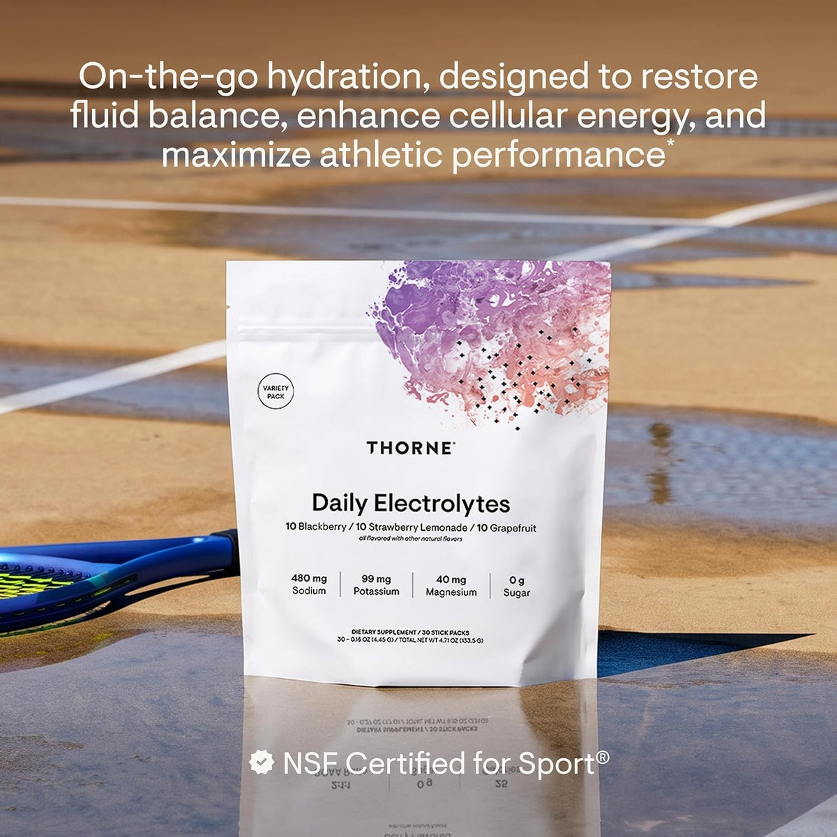 THORNE Daily Electrolytes, Electrolyte Powder Drink Mix, 30 Stick Packs