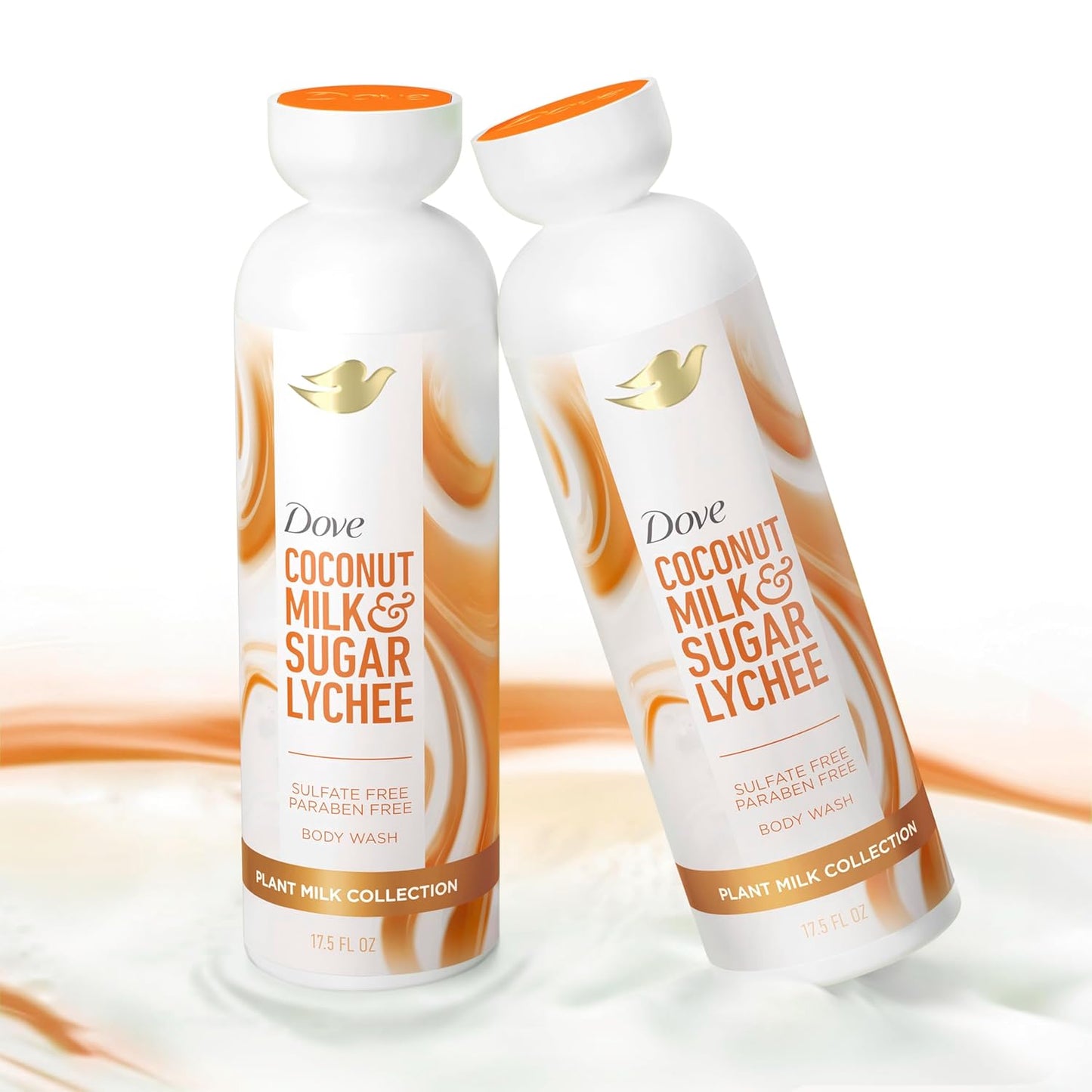 Dove Plant Milk Body Wash Coconut & Lychee, 17.5 fl oz I Plant milk body wash with coconut milk blend and tropical lychee scent for soft, moisturized and healthy-looking skin