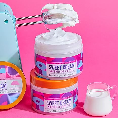 Tree Hut Sweet Cream Whipped Shea Body Butter, Hydrating & Nourishing Body Lotion with Natural Oils, Moisturizer for Soft & Smooth Skin, 8.4 Oz