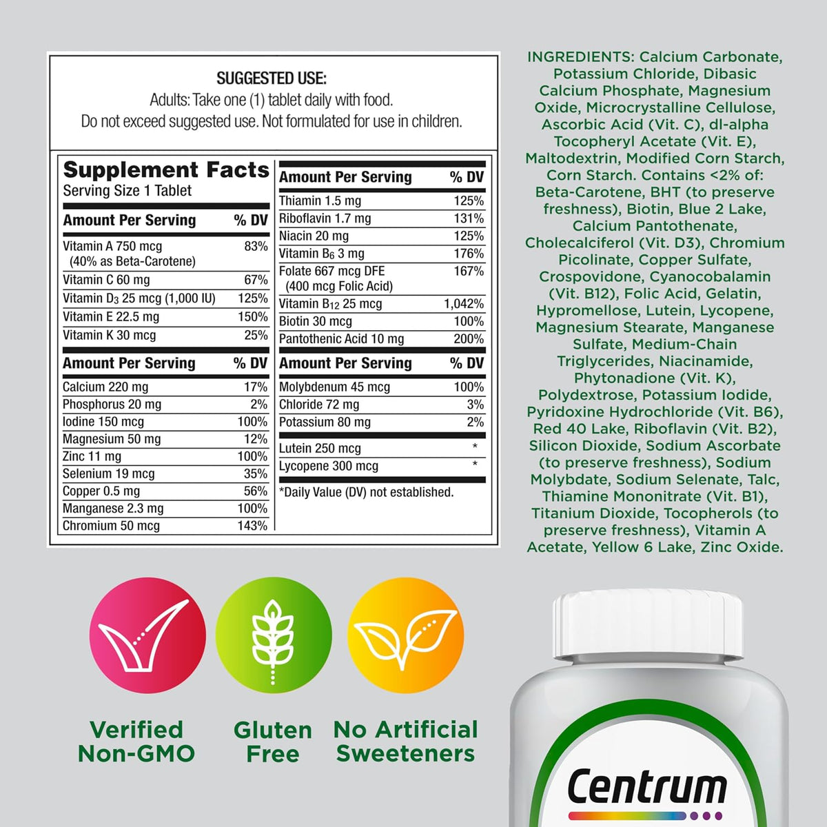 Centrum Silver Multivitamin for Adults 50 and Over, 80 Tablets