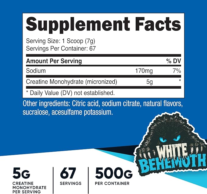 Nutricost Creatine Monohydrate Powder (White Behemoth) 500 Gram