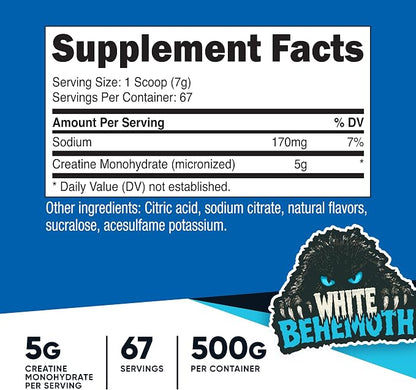 Nutricost Creatine Monohydrate Powder (White Behemoth) 500 Gram
