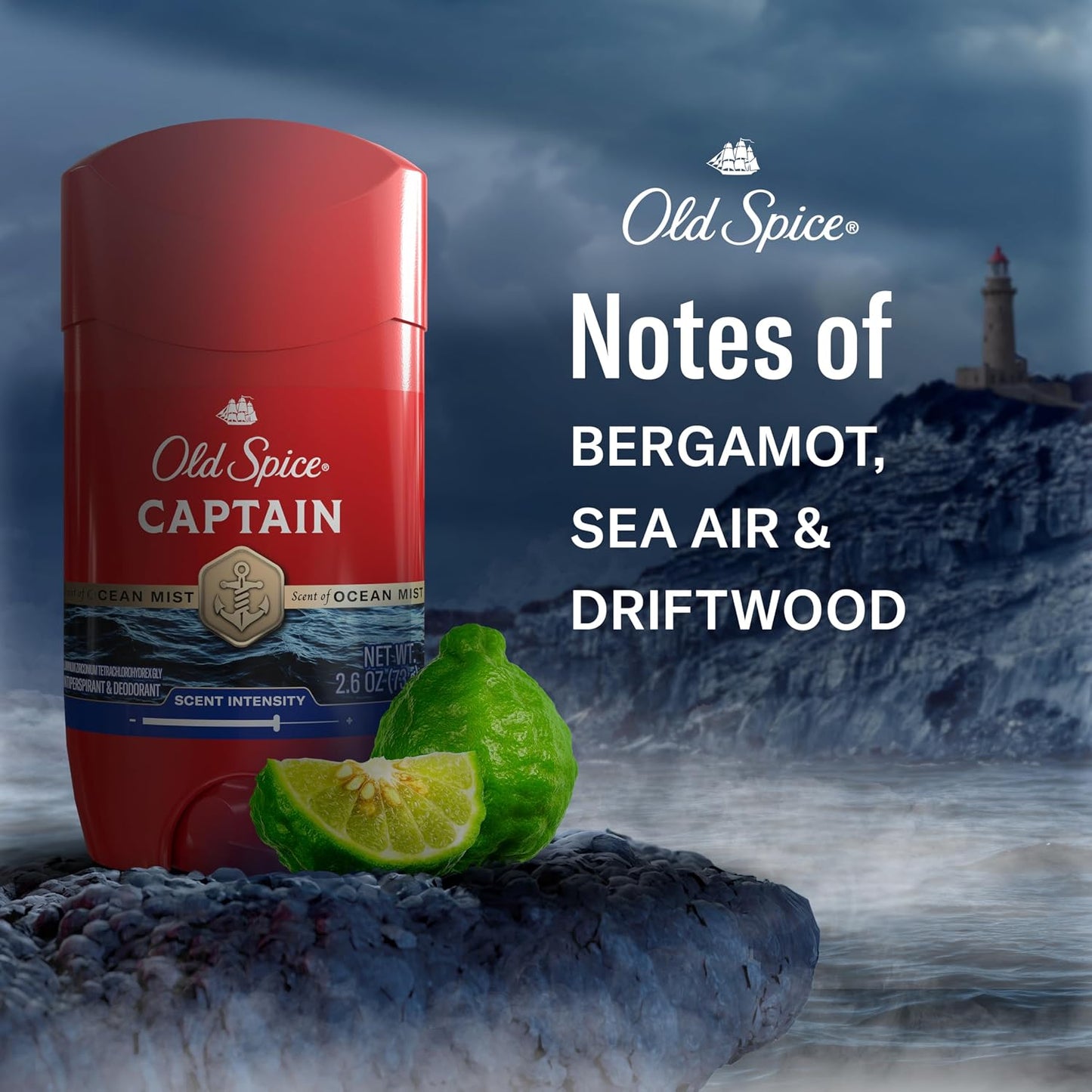 Old Spice Antiperspirant Deodorant for Men, 24/7 Sweat & Odor Protection, 24/7 Lasting Freshness, Invisible Solid, Captain with Bergamot Scent, 2.6 oz (Pack of 6)