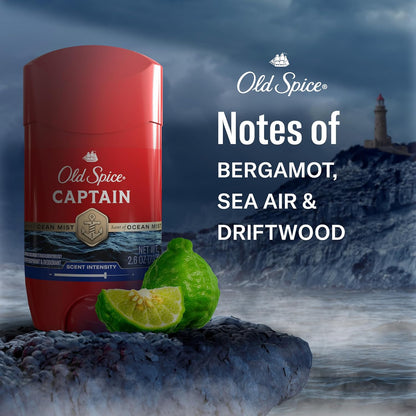 Old Spice Antiperspirant Deodorant for Men, 24/7 Sweat & Odor Protection, 24/7 Lasting Freshness, Invisible Solid, Captain with Bergamot Scent, 2.6 oz (Pack of 6)