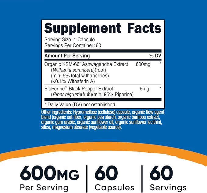 Nutricost KSM-66 Ashwagandha Root Extract (600mg) 60 Capsules