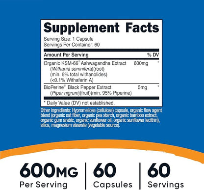 Nutricost KSM-66 Ashwagandha Root Extract (600mg) 60 Capsules
