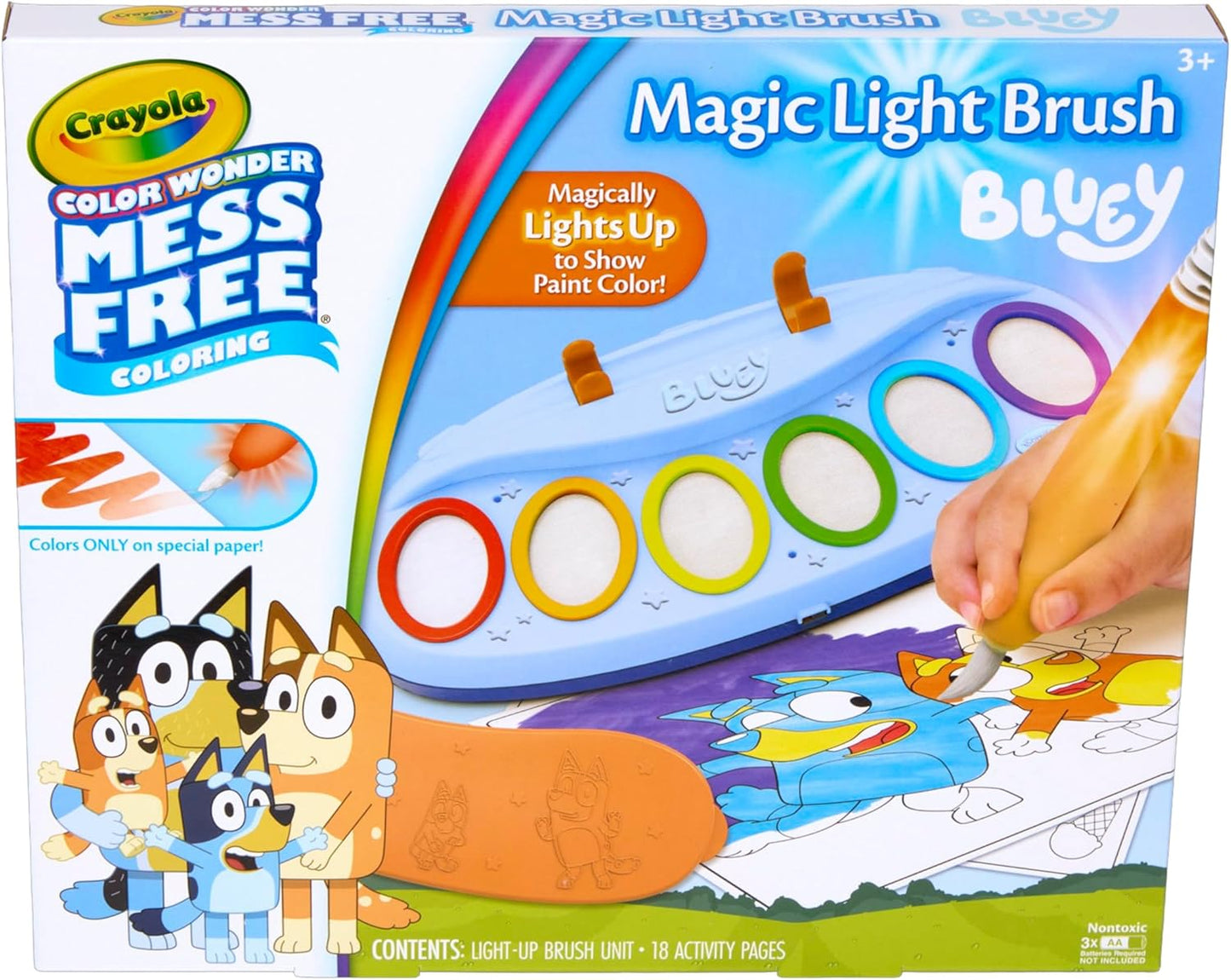 Crayola Bluey Color Wonder Magic Light Brush, Mess Free Painting Station for Kids, Gifts, Toddler Bluey Toys & Activities, Ages 3+