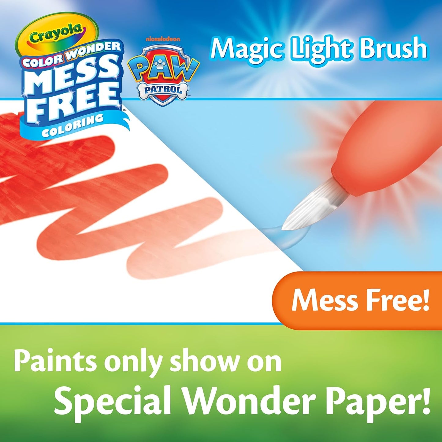 Crayola PAW Patrol Color Wonder Magic Light Brush – Mess Free Painting Kit for Kids with Lightup Brush, Gift for Toddlers, Preschool Art Activities, Ages 3+