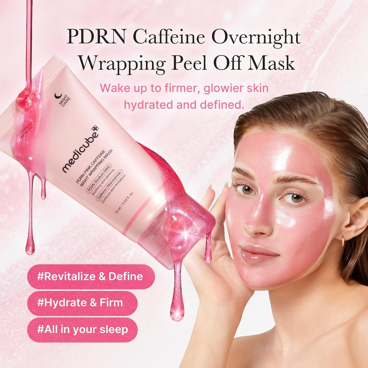 medicube Wrapping Mask PDRN Caffeine - Overnight Peel Off Facial Mask (Pack of 2)