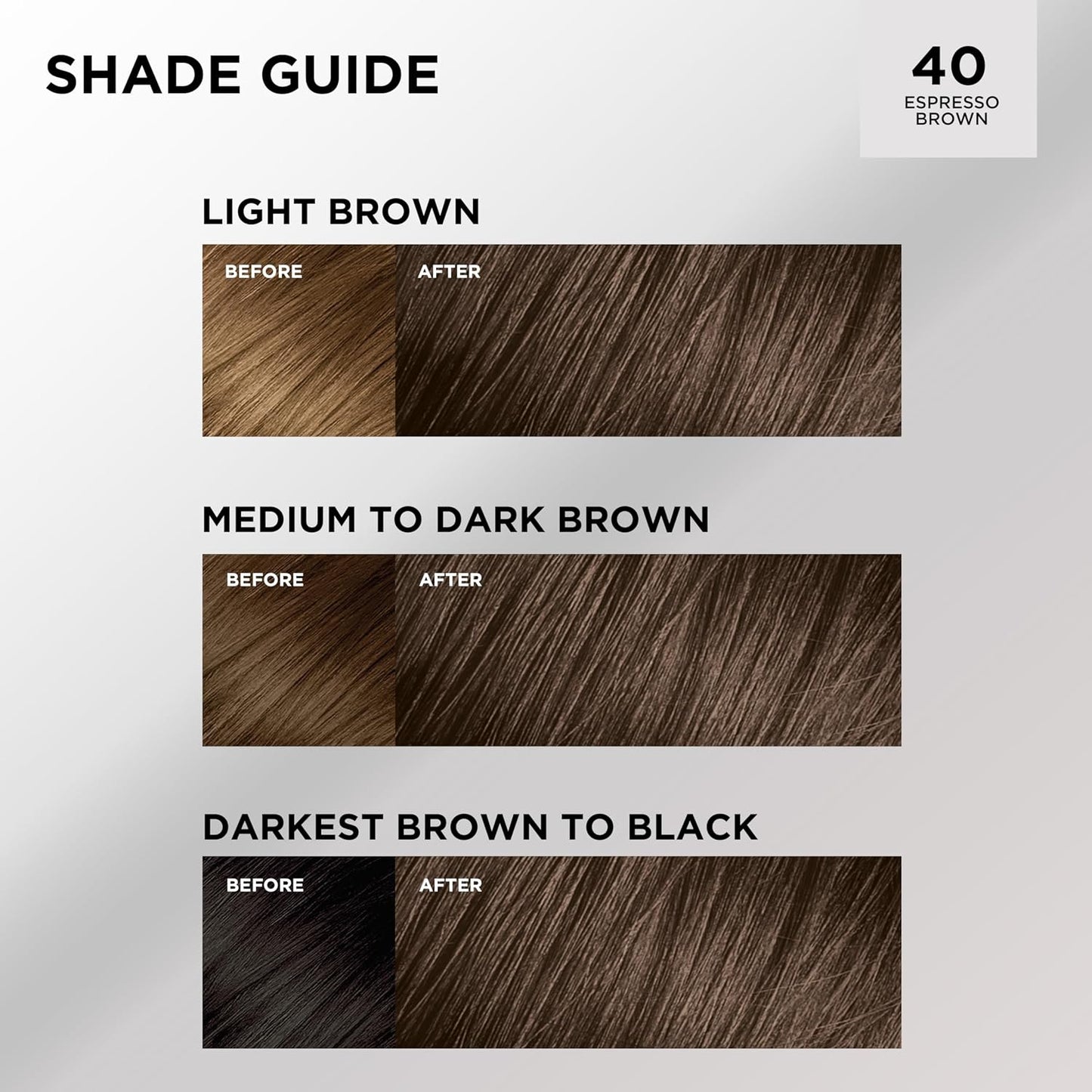 L'Oreal Paris Feria Multi-Faceted Shimmering Permanent Hair Color, 40 Espresso, Pack of 1 Hair Dye Kit