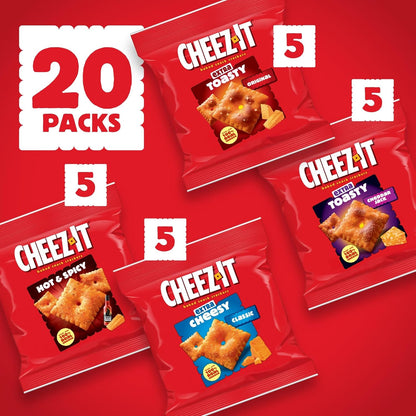 Cheez-It Variety Pack Baked Snack Crackers, Lunch Snacks (20 Packs)