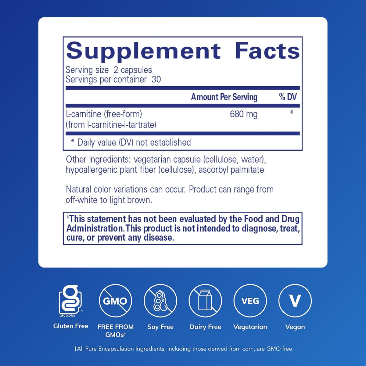 Pure Encapsulations L-Carnitine, 120 Capsules