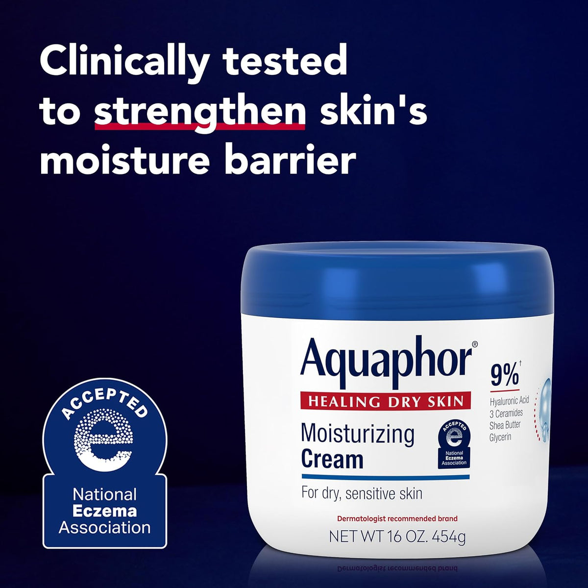 Aquaphor Moisturizing Face and Body Cream with Hyaluronic Acid, 16 OZ