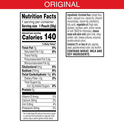 Cheez-It Cheese Crackers,Baked Snack Crackers,Lunch Snacks,Original,(Pack of 80)