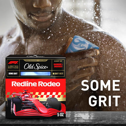 Old Spice Bar Soap for Men, F1 Collection, Cold Pressed with Some Grit, Fast Track to Freshness, Made with Natural Oils & Plant Based Cleanser, Redline Rodeo with Oakmoss & Undercut Scent, 5 oz