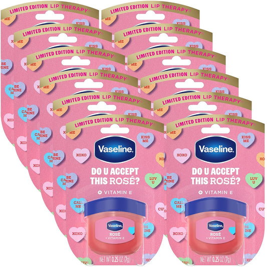 Vaseline Lip Therapy, Limited Edition Tinted Lip Balm Variety 12-Pack, Rosé, 0.25 Oz Ea
