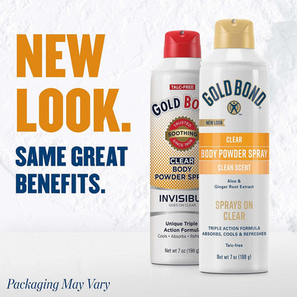 Gold Bond No Mess Clear Invisible Body Powder Spray, 7 oz., Absorbs Odor-Causing Sweat (Pack of 2)