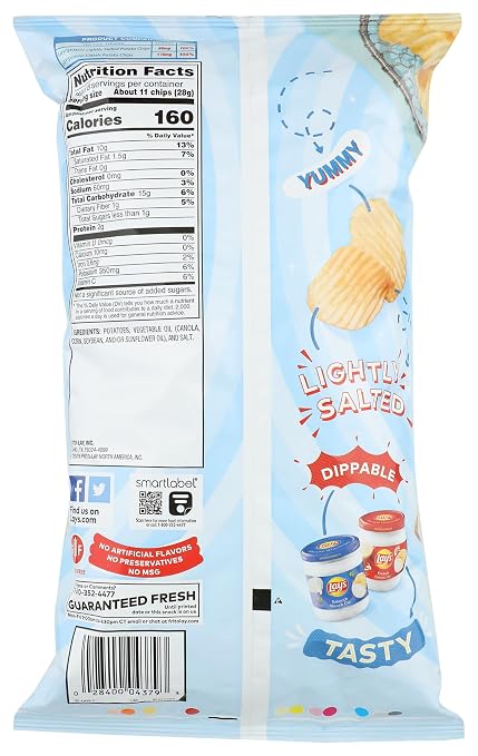 Lay's Potato Chips Wavy Lightly Salted, 7.5 Oz