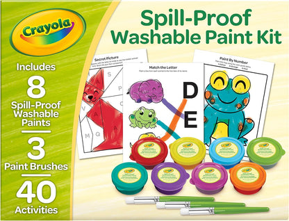 Crayola Spill Proof Paint Set (8ct), Washable Toddler Paint Kit, with Brushes, Pots, Activity Pages, Arts & Crafts Kit, Gift for Toddlers, Ages 3+ (Pack of 2)