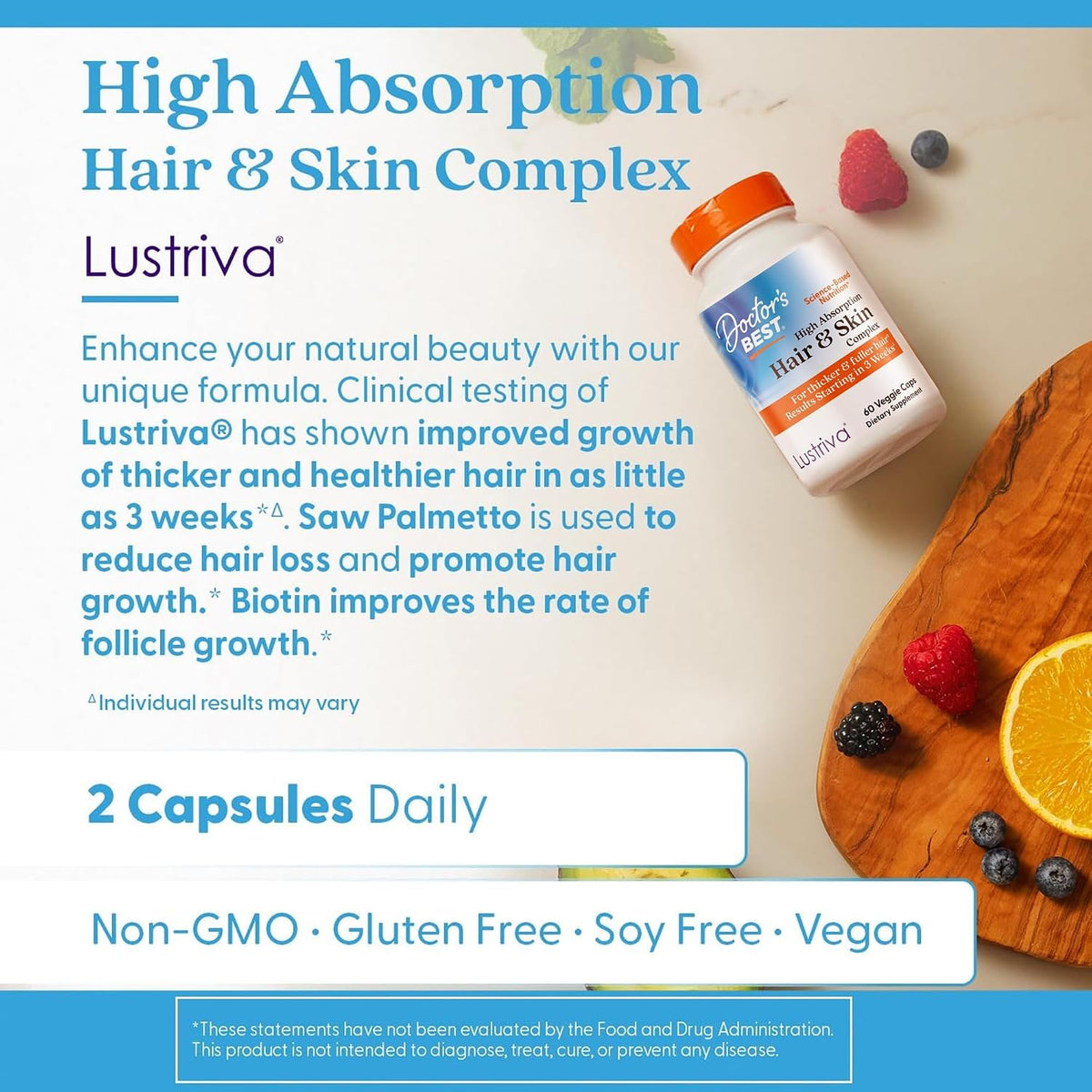Doctor's Best High Absorption Hair & Skin Complex - 60 Veg Capsules