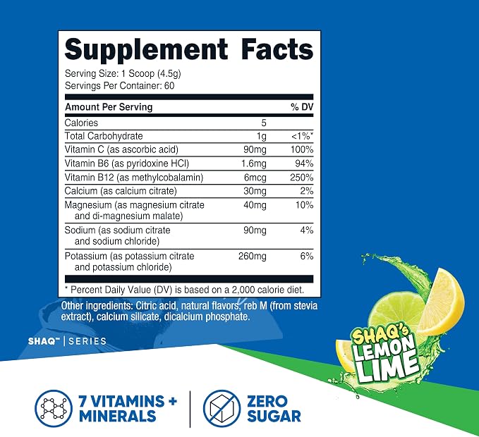 Nutricost Electrolytes Complex Powder (Shaq's Lemon Lime) 60 Servings