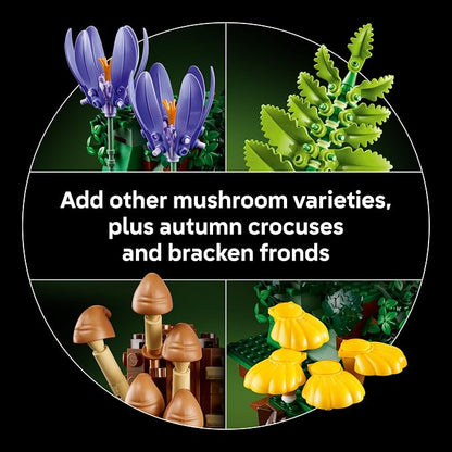 LEGO Botanicals Woodland Mushrooms - Building Set for Adults, Ages 18+ - Mushroom Decor for Home Office or Desk - Gifts for Women & Men - Craft Activity - 11505