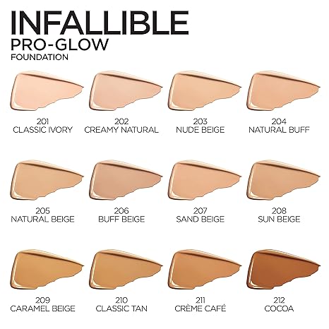 L'Oreal Paris Makeup Infallible Up to 24HR Pro-Glow Foundation, Buff Beige, 1 Fl oz