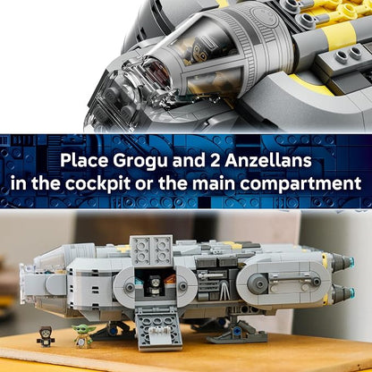 LEGO Star Wars: The Mandalorian and Grogu Anzellan Starship Building Toy - Build and Display Set for Boys & Girls, Ages 9+ - Star Wars Gifts for Kids - W/Grogu & 2 Anzellan Figures - 75445