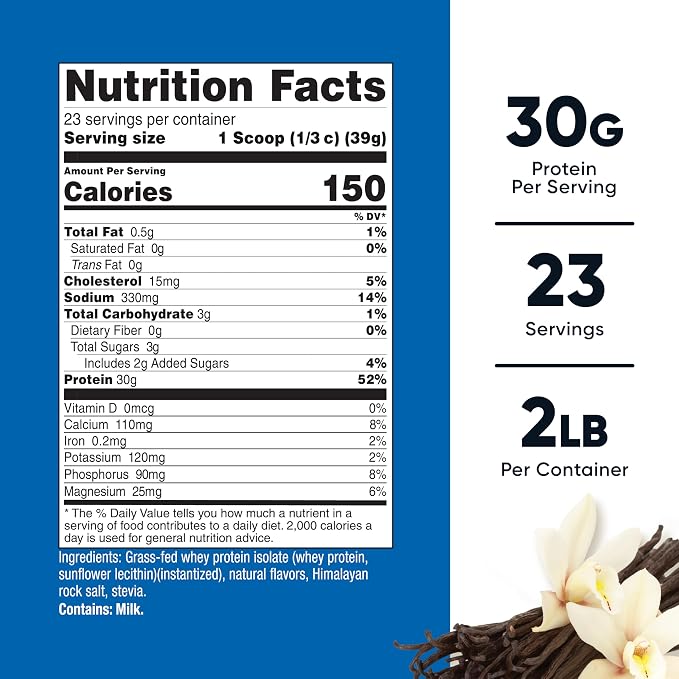 Nutricost Grass-Fed Whey Protein Isolate (Vanilla) 2LBS
