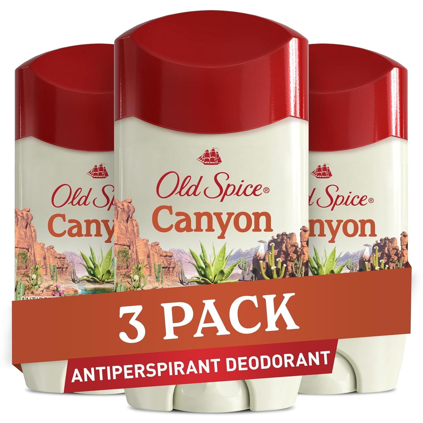 Old Spice Antiperspirant & Deodorant for Men, 24/7 Sweat & Odor Protection, 24/7 Freshness with Long Lasting Scent, Gentle on Skin, Dry Feel, Canyon with Aloe Scent, 2.6 oz (Pack of 3)