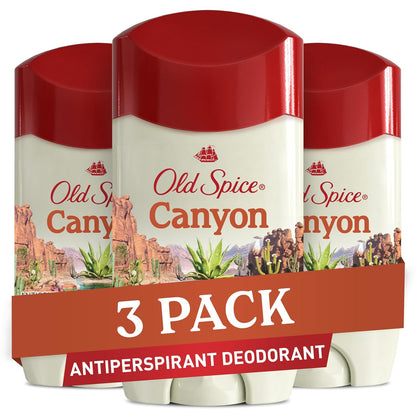 Old Spice Antiperspirant & Deodorant for Men, 24/7 Sweat & Odor Protection, 24/7 Freshness with Long Lasting Scent, Gentle on Skin, Dry Feel, Canyon with Aloe Scent, 2.6 oz (Pack of 3)