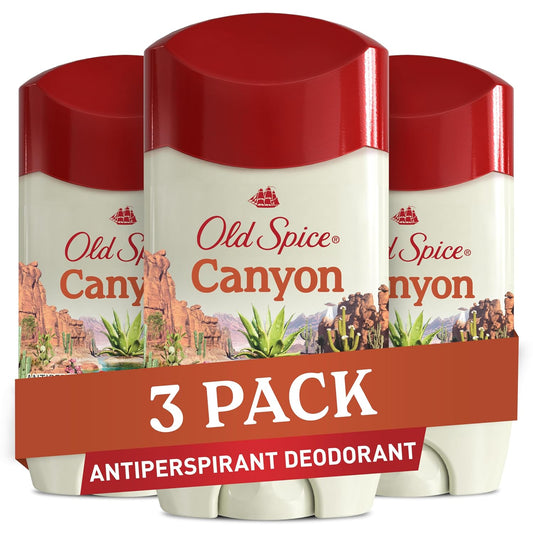 Old Spice Antiperspirant & Deodorant for Men, 24/7 Sweat & Odor Protection, 24/7 Freshness with Long Lasting Scent, Gentle on Skin, Dry Feel, Canyon with Aloe Scent, 2.6 oz (Pack of 3)