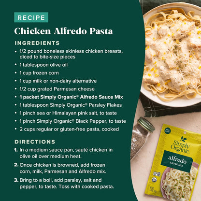 Simply Organic Alfredo Sauce Mix, Certified Organic, Kosher, Mixes Italian | 1.48 Ounce (Pack of 1)