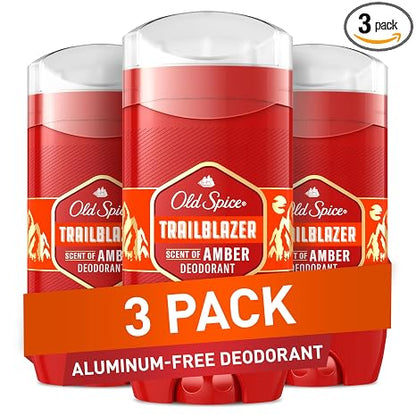 Old Spice Aluminum Free Deodorant for Men, 24/7 Odor Protection, 24/7 Freshness & Lasting Scent, Trailblazer with Amber Scent, 3.0 oz (Pack of 3)