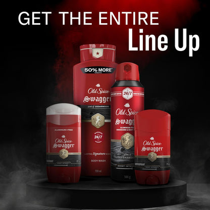 Old Spice Refreshing Body Wash for Men, 3X Defense, 24/7 Shower Fresh with Long Lasting Scent, Red Collection, Swagger with Cedarwood Scent, 16 oz (Pack of 4)