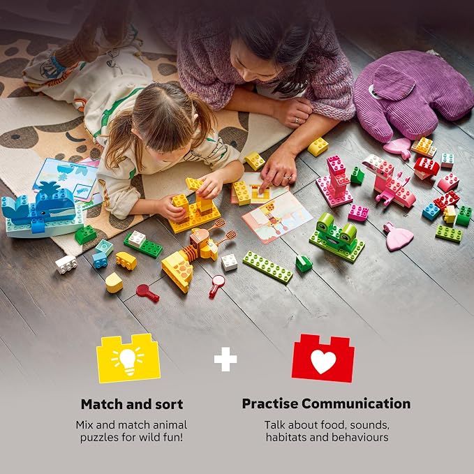 LEGO DUPLO Town Animal Building Game 10472 | Building Toys for Toddlers, Ages 3+, Sturdy Build for Pretend Play, Develops Fine Motor Skills, 94 pieces, Gift for Birthdays