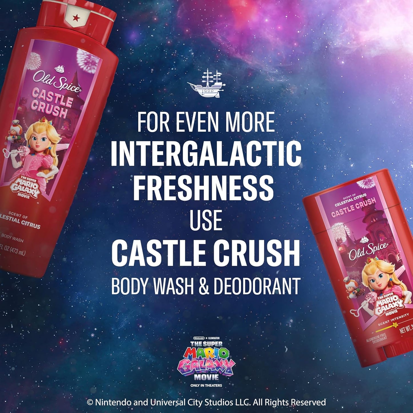 Old Spice Aluminum Free Deodorant for Men,Old Spice x The Super Mario Galaxy Movie, 24/7 Freshness, Lasting Odor Protection, Smell Super with Castle Crush, Celestial Citrus Scent, 3.0 oz (Pack of 12)