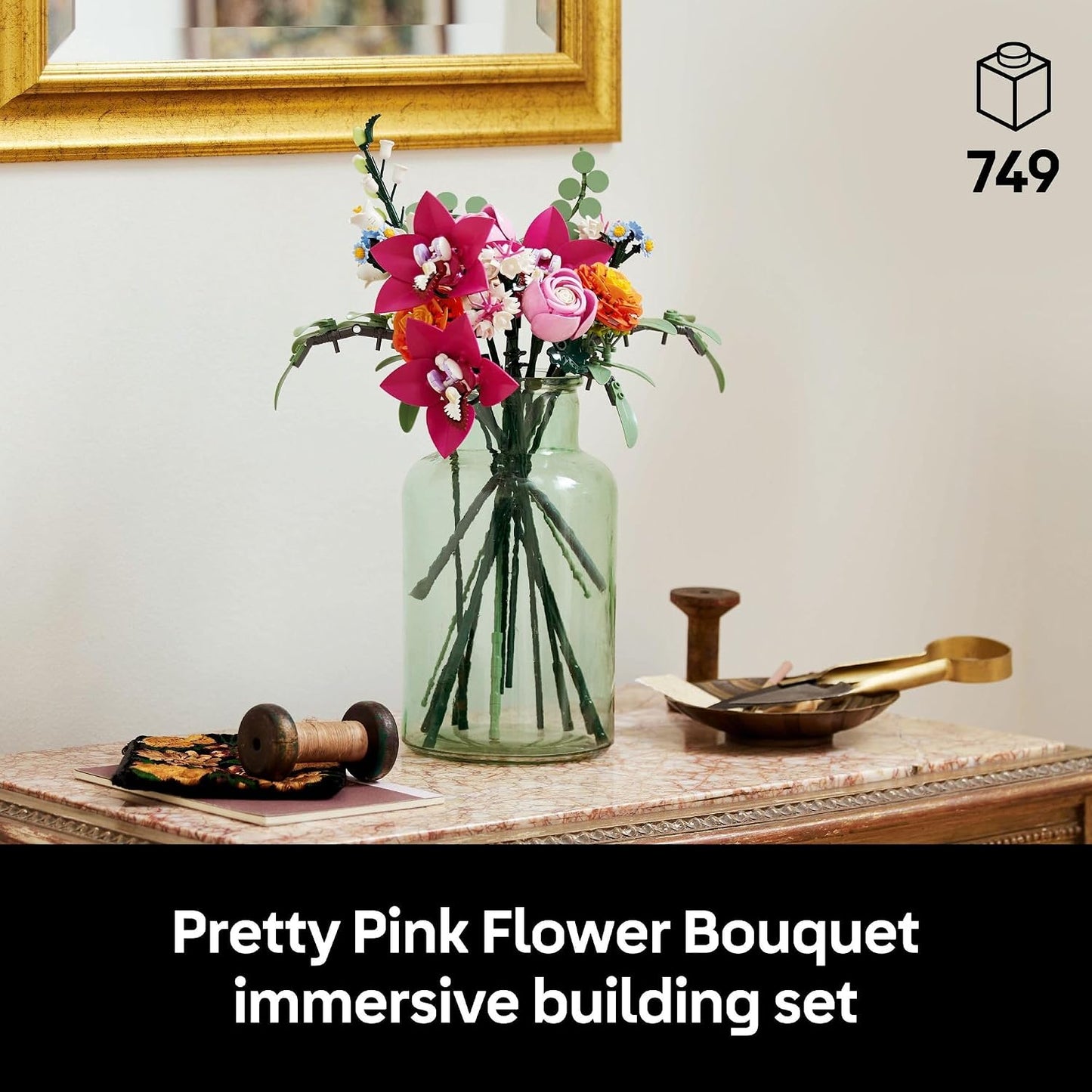 LEGO Botanicals Pretty Pink Flower Bouquet Building Set for Adults - Gifts for Birthdays - Artificial Flowers for Decor or Table Display - 10342